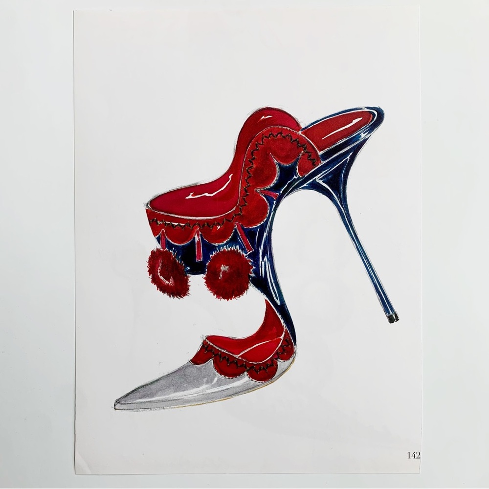 4/$20⭐️ Red Manolo Blahnik Shoe Illustration *PRINT*